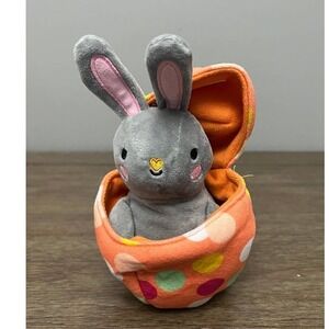 Easter Bunny Plush in Polka Dot Egg Gray Rabbit Stuffed Animal Toy